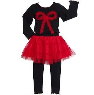  Girls 4/5T Holiday Red tutu skirted legging & Shirt Christmas Clothing