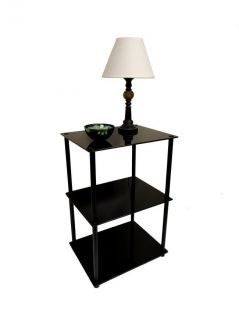 Midnight Classic Glass 3 Tier End Table (Black)