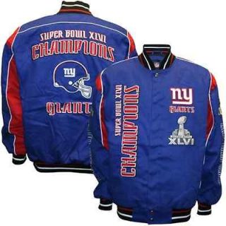 New York Giants Super Bowl XLVI Champions Twill Jacket   Royal Blue