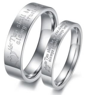 Wedding Ring Set Titanium Ring Words Promise Engagement Bands Matching 