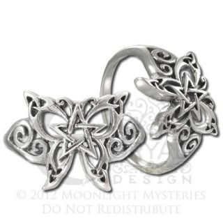 Sterling Silver Butterfly Pentacle Pentagram Ring  Dryad Design 