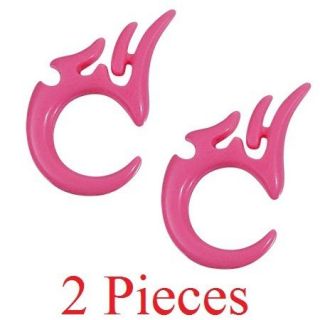 3mm Pink UV Acrylic Tribal Serpent Horn Taper Ear Stretching Expander 