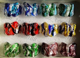   Bulk Lots in box Butterfly Murano Glass Ring Fashion Jewelry #7 9