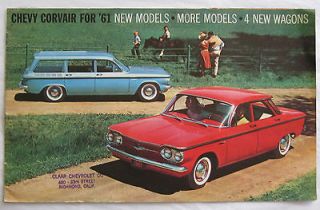Chevy Corvair For 61 Dealer Pamphlet vtg 1960s Chevrolet Auto Car 