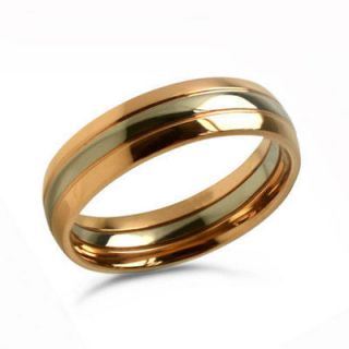 Mens Two Tone Rose Gold Plated Titanium Wedding Band  Sizes 7 to 11 