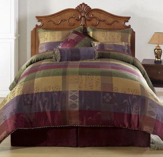 7pcs Multi Color Gitano Jacquard Patchwork Comforter Set Bed in a bag 