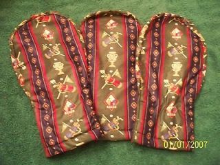 SET OF THREE MINT ANTIQUE PERIOD LOOKING GOLF HEAD COVERS