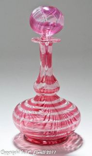 Victorian Nailsea White Loop/Cranberry Glass Decanter