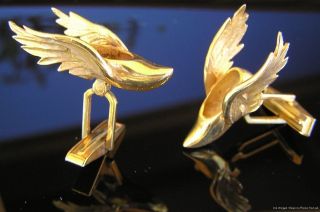 Vintage 14k Yellow Gold Cufflinks Winged Shoes of Hermes or Mercury 