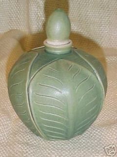   Green Ceramic/Potter​y Perfume Bottle w/Leaf Design Made in Bali
