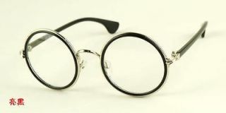   style retro round frame plain glasses unisex black frame spectacles