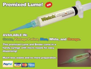 GLOW IN THE DARK PAINT FOR CLOCK WATCH HANDS PREMIXED RE LUME KIT 