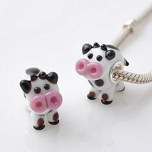 925 SILVER CORE MURANO GLASS MOLLY MOO COW ANIMAL CHARM BEAD FOR 