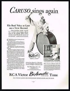 1932 RCA Victor Radio Phonograph Singer Enrico Caruso Vintage Print Ad
