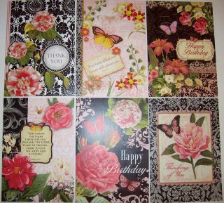   of 6 Assorted Christian Theme Black & Rose Greeting Cards by #96375