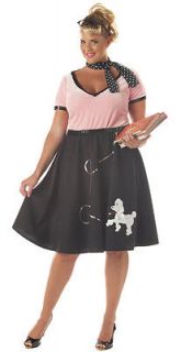 1950s PINK Ladies Poodle Skirt Grease Adult Womens Costume Plus Size