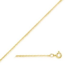   Solid Yellow Gold Light Pendant Rope Chain Necklace with Spring Ring