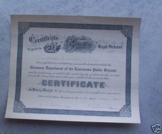 Vintage Lewistown PA Junior High School Diploma LOOK