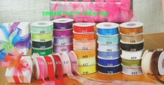 ORGANZA PLAIN SHEER Ribbon CHOOSE FROM 6 Sizes in 30 COLORS and 