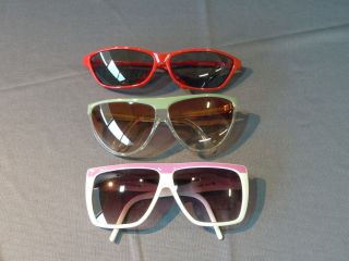 Pair Vintage 1980s Sunglasses Red Green Purple White Liz Claiborne 