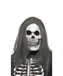 Skeleton Mask with Long Grey Hair Costume Accessory