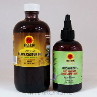   Black Castor Oil 8oz & Strong Roots Red Pimento Hair Growth Oil 4oz