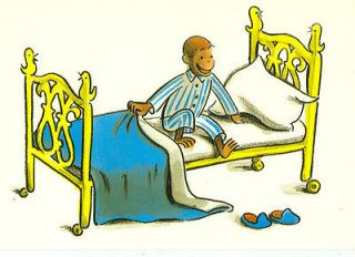 CURIOUS GEORGE GETTING OUT OF BED IN HIS PAJAMAS ON POSTCARD (CG9*)