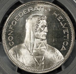   Switzerland 5 Francs SPECIMEN PCGS SP 65 GEM Silver 5F Coin Near Cameo