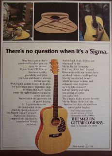 1988 MARTIN Sigma Guitars DT 3N Model Vintage Music Ad
