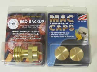 New The MacCoupler MAC CAPS & BBQ Backup Brass Propane Tank Adapter 