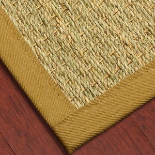 Seagrass Area Rug Carpet   Half Panama Sage Khaki Cotton Border NEW