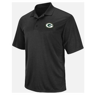 Green Bay Packers Mens Black Polo Golf Shirt Size Medium Mesh 