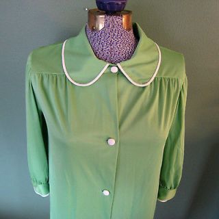 Vintage VANITY FAIR Green Bed Jacket Nightgown Peter Pan Collar Size 