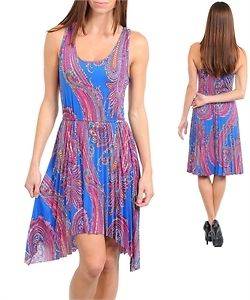 High Low Dress (short in the front long in the back) Blue with Pink 