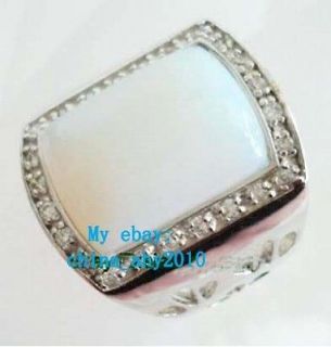 elegant white opal mens ring, size 9#