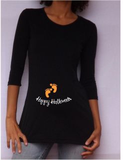 New Funny Halloween Maternity Tee/Tshirt/Top Black, Happy Halloween 