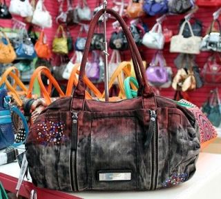 Nicole Lee Denim With Rhinestone Decorated Fashion Handbag