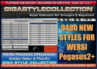 9480 NEW Styles for WERSI Pegasus2+ PhonX+ + PC Style Player on USB 