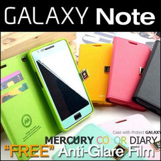   Galaxy Note i9220 GT N7000 Mercury Leather Wallet phone Case 6 Color