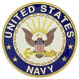 Navy Round Military Enamel Emblem Crest Logo Automotive Car Grill 