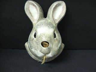 RABBIT BUNNY HARE wall mount HAND PAINTED string and scissor holder