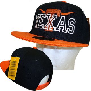 New Snapback TEXAS LONG HORN TX BLACK NEON ORANGE CAP HAT