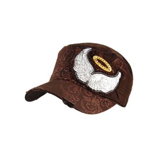 NEW Angel Wings Design Cotton Fashion Cadet Military Cap Hat Brown