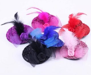 1PC Hair Clip Hairpin Mini Top Hat Feather Veil Bowknot Cocktail Party 
