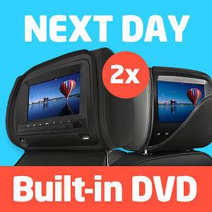 2X 7 In Car Headrest DVD Player/Monitor Twin Screen LCD