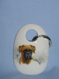 Boxer Dog Uncropped Key Chain Porcelain Fired Decal