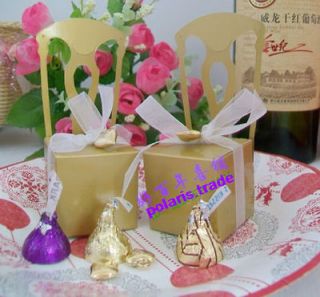 50pcs Gold Chair Card Holder Elegant Wedding Favor Boxes Sweet Boxes 