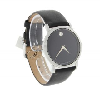   Classy Movado Black Museum Dial Leather Band Mens Watch 84 E4 0884