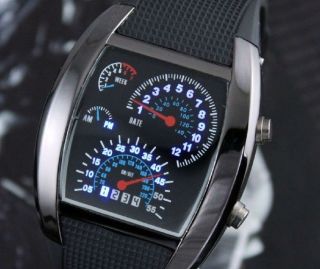   LED Light Aviation Pilot Speedometer Digital Analog Mens Wrist Watch