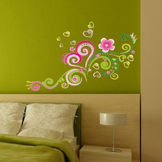 Newly listed B Heart Shaped Flower Vine Wall Sticker Decor Decals 